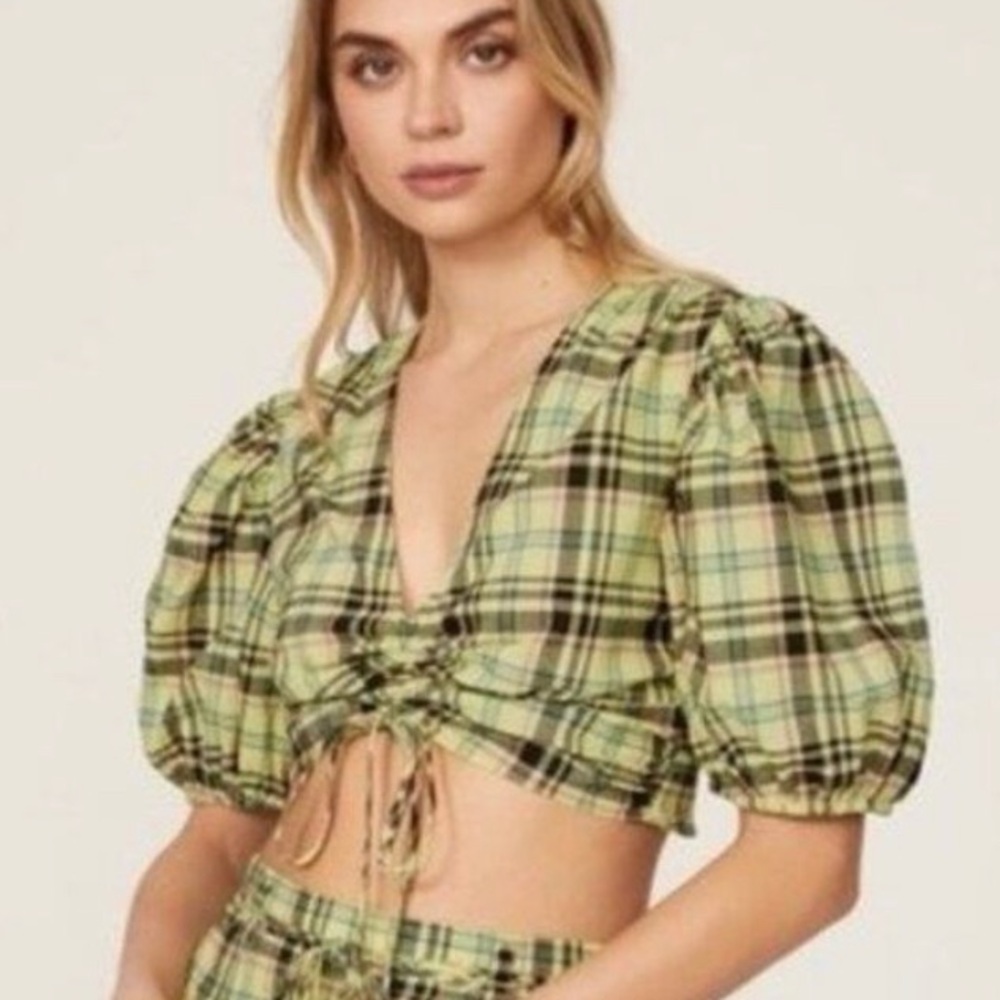 10 Crosby Derek Lam Plaid Cinched Crop Top